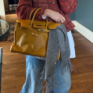 Birkin inspired Mustard yellow bag